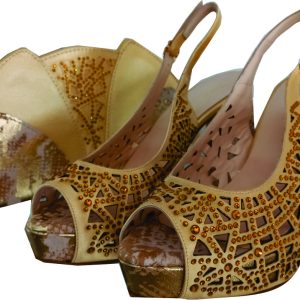 Leather Gold Shoe & Bag