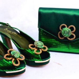 Patterned Green Bag & Shoe