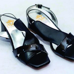 Flat Black Leather Sandal