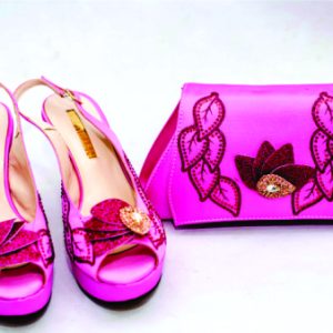 Peach Leather Bag and Shoe